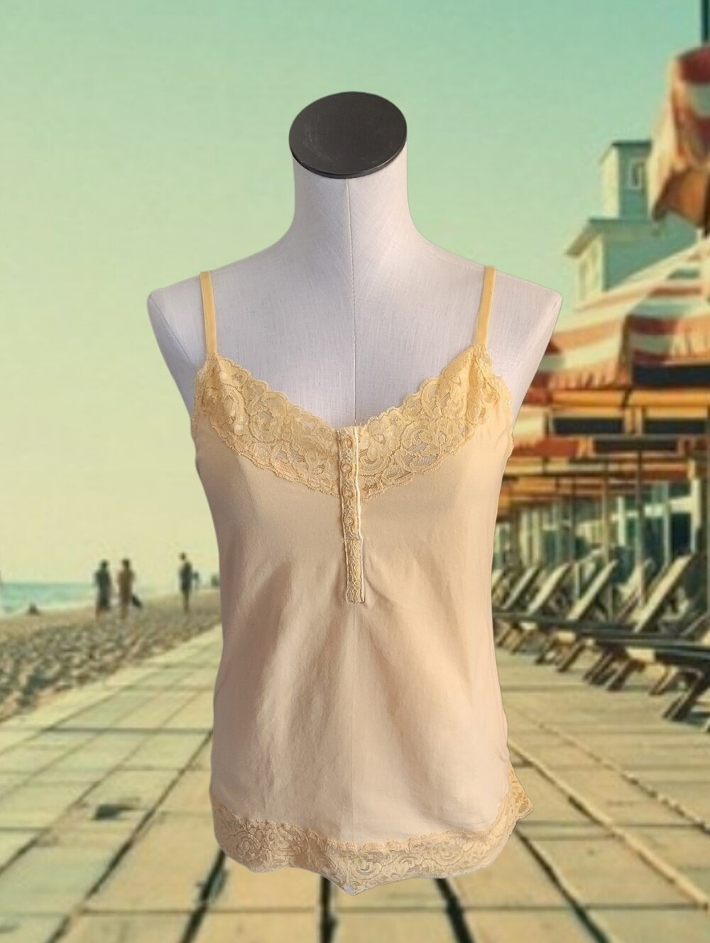 Women's Lace-Trim Camisole Tank Top - Yellow